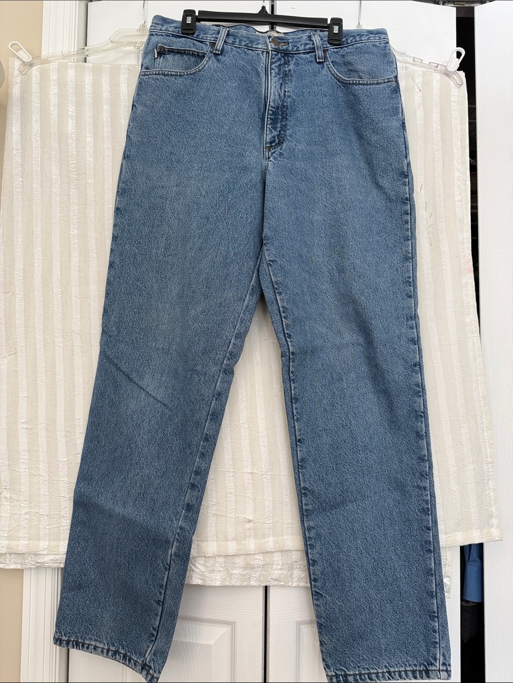 L.L. Bean Blue Straight-Leg Fannel-Lined Jeans, 37x36